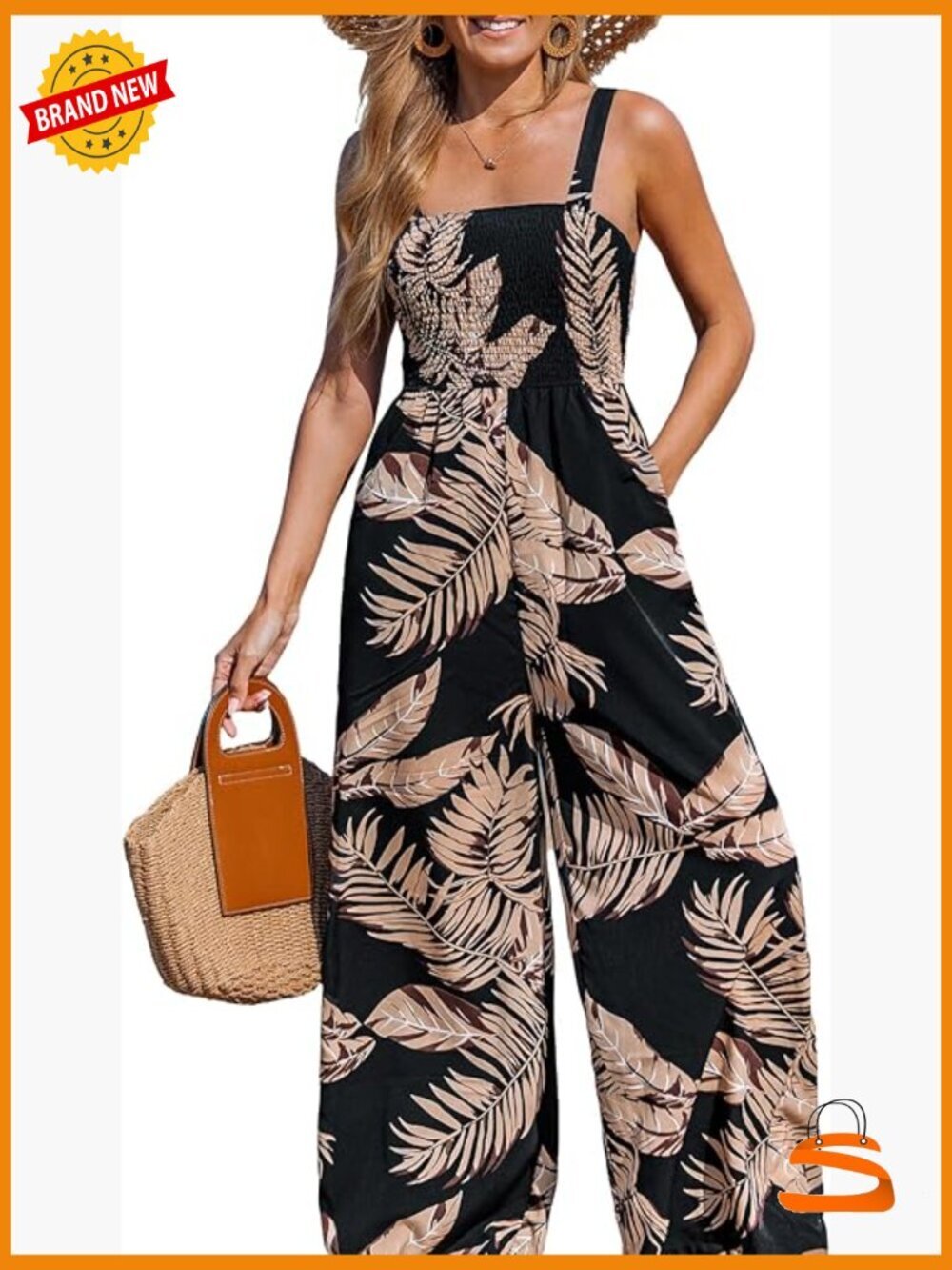 Square Neck Sleeveless Jumpsuit Wide Leg Pleated Romper Summer Outfit